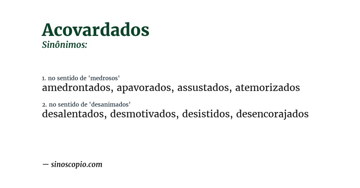 Sinônimo de acovardados