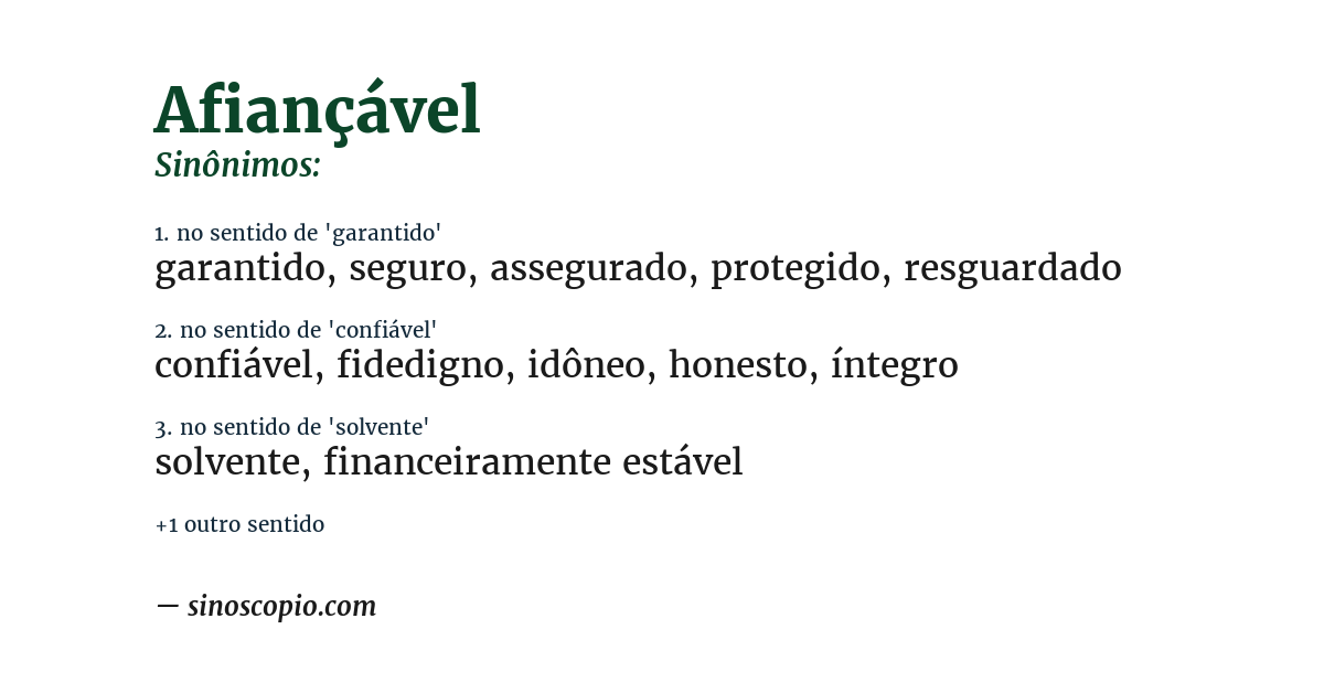 Sinônimo de afiançável