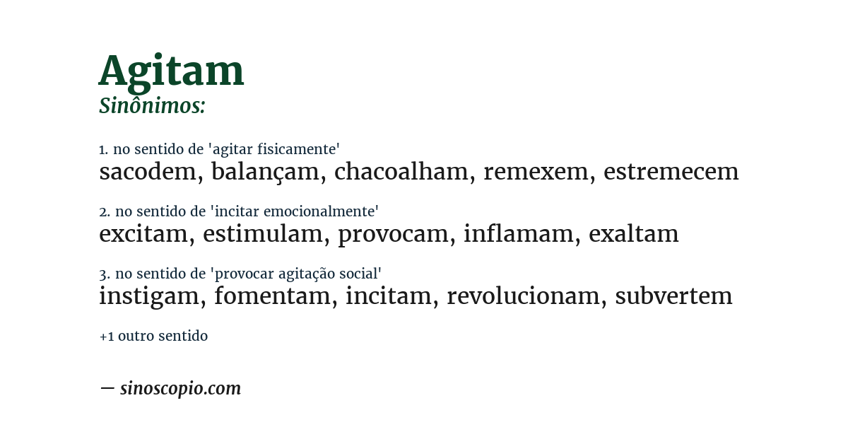 Sinônimo de agitam