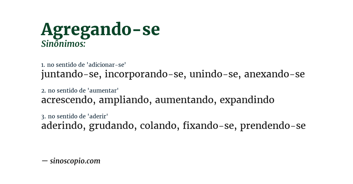 Sinônimo de agregando-se
