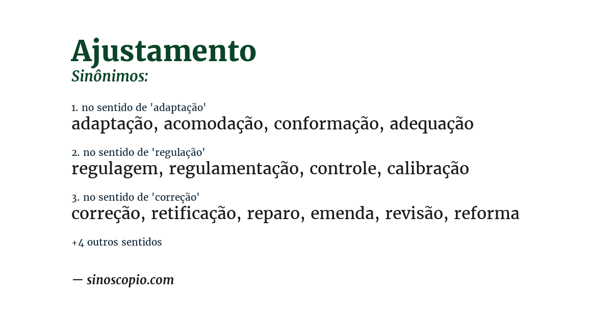 Sinônimo de ajustamento