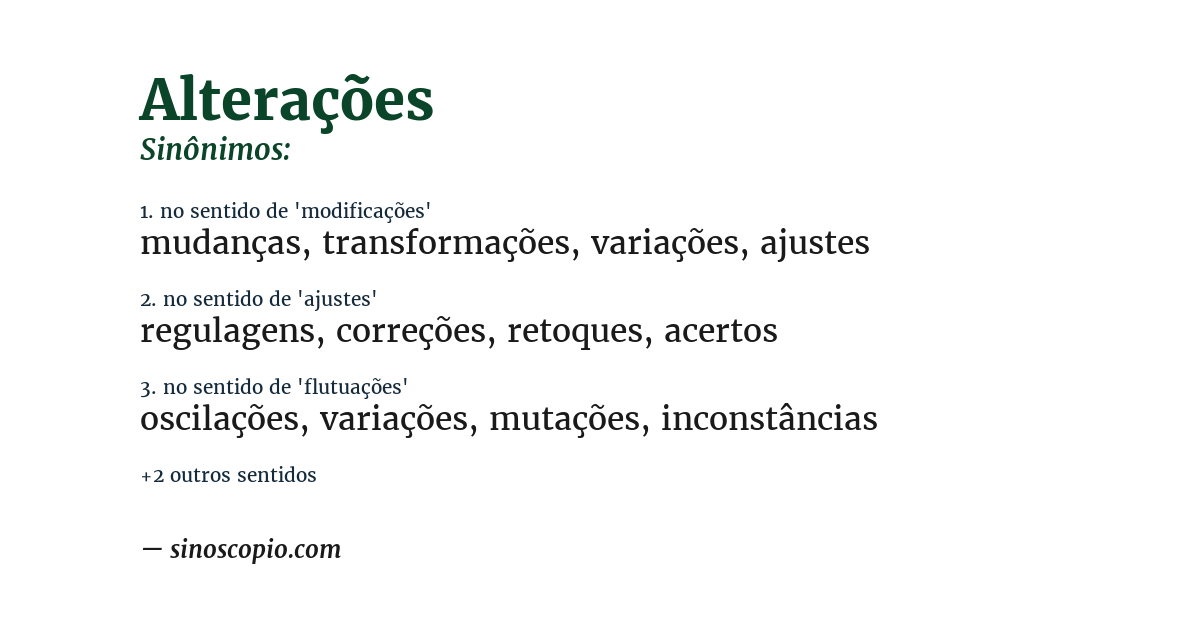 Sinônimo de alterações