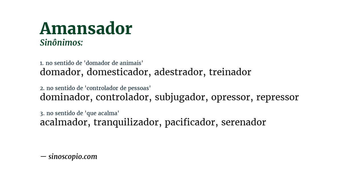 Sinônimo de amansador