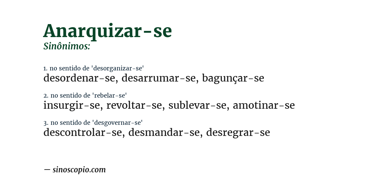 Sinônimo de anarquizar-se