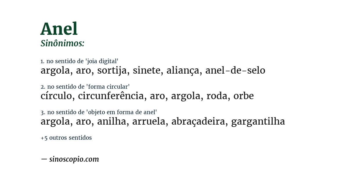 Sinônimo de anel