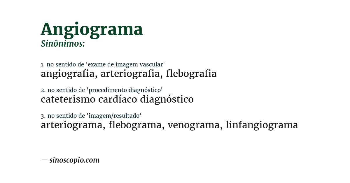 Sinônimo de angiograma