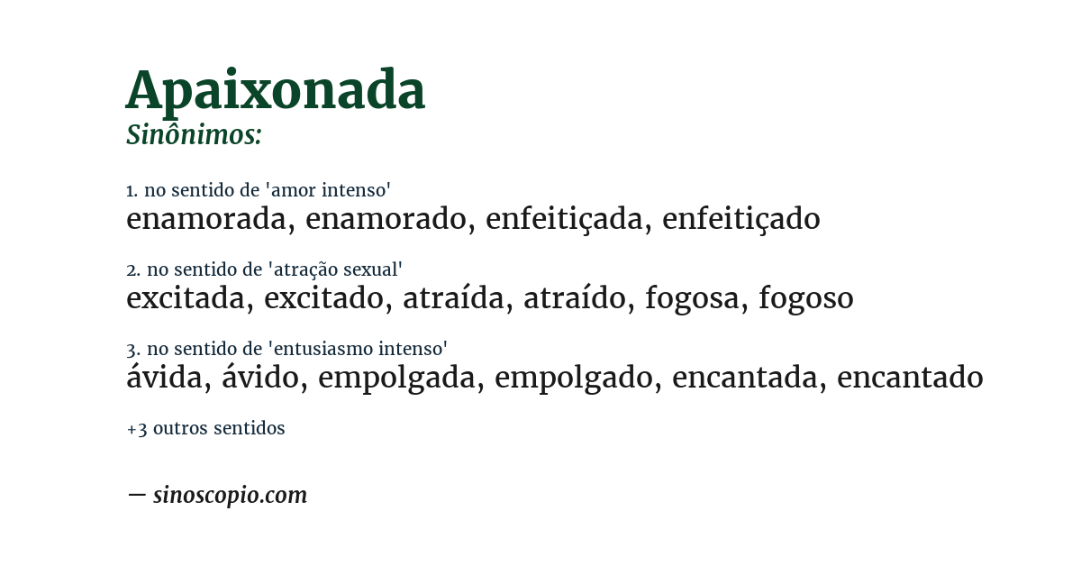 Sinônimo de apaixonada
