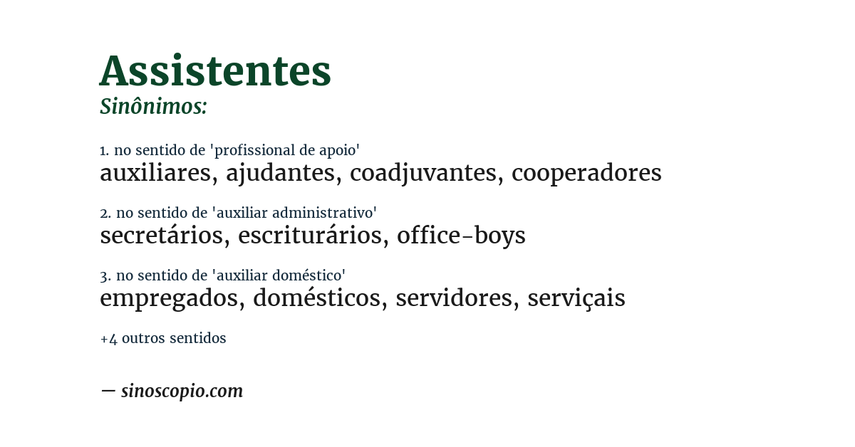 Sinônimo de assistentes