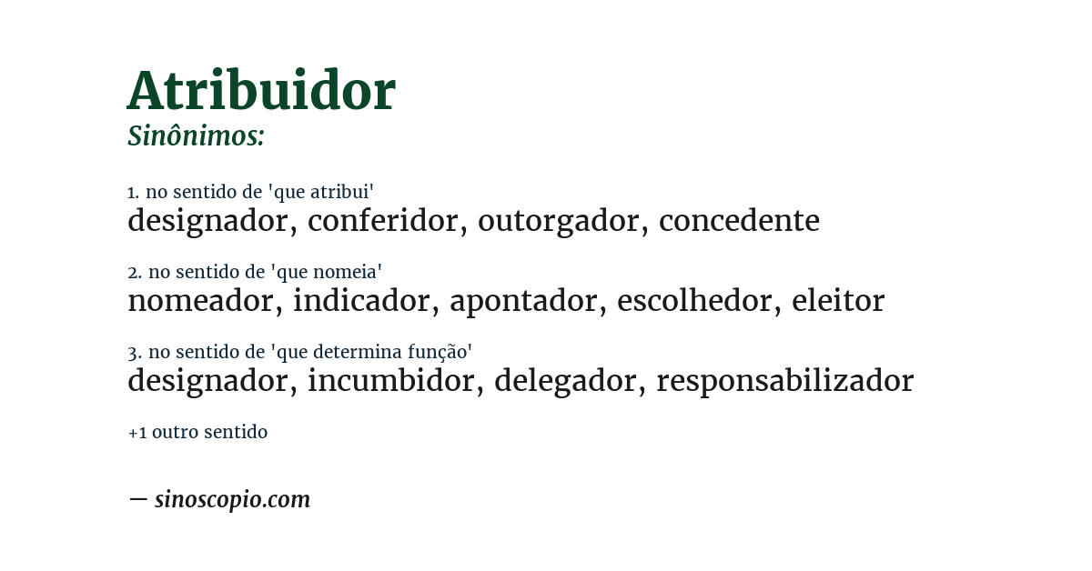 Sinônimo de atribuidor