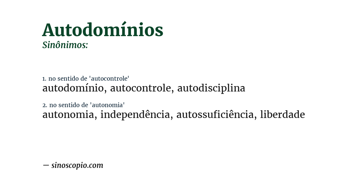 Sinônimo de autodomínios