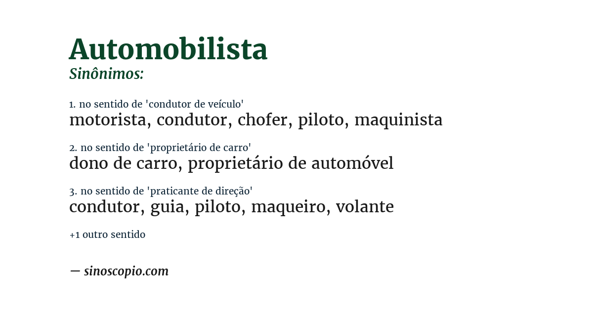 Sinônimo de automobilista