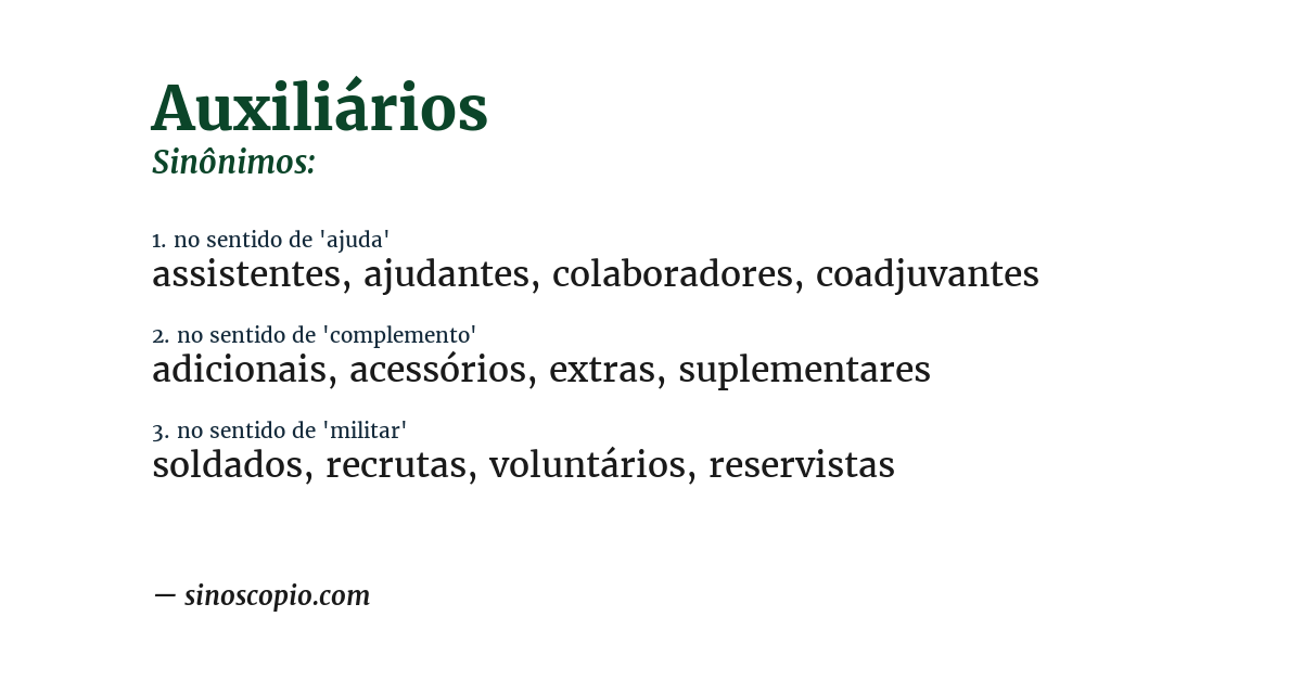 Sinônimo de auxiliários