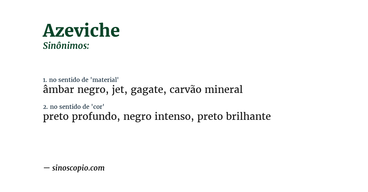 Sinônimo de azeviche