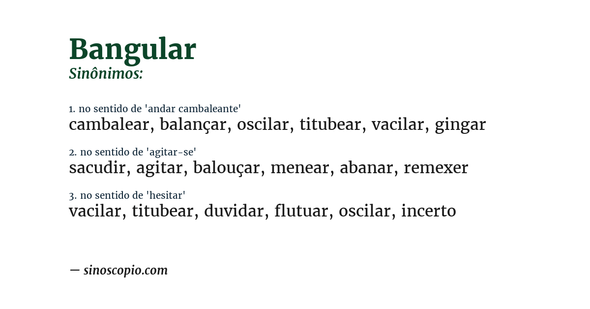 Sinônimo de bangular
