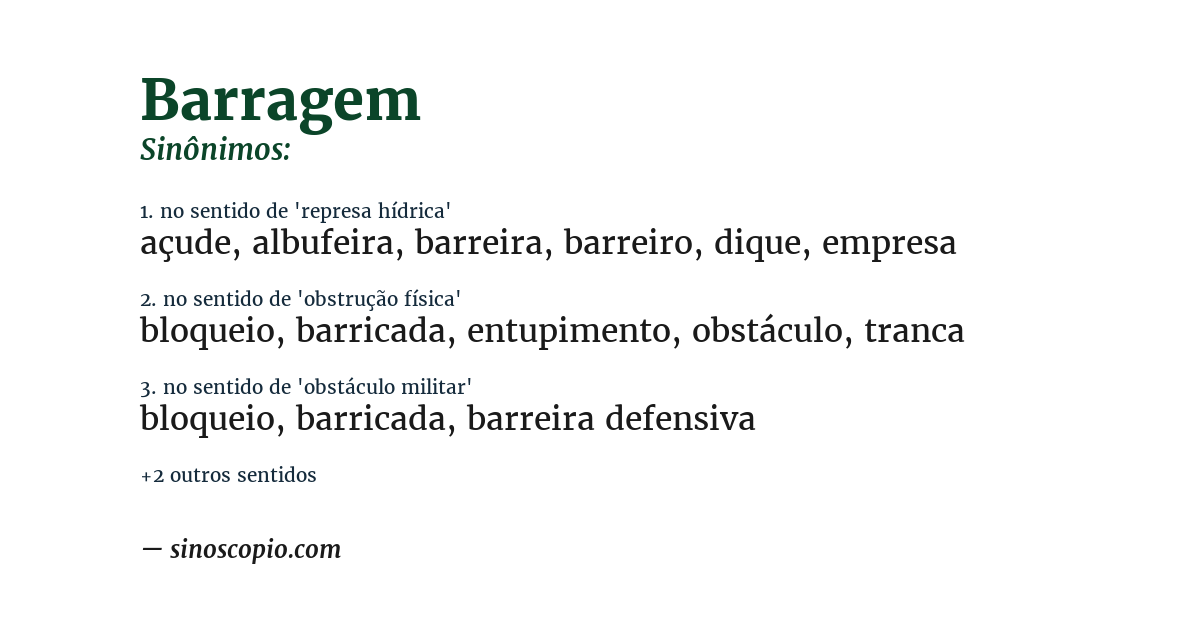 Sinônimo de barragem