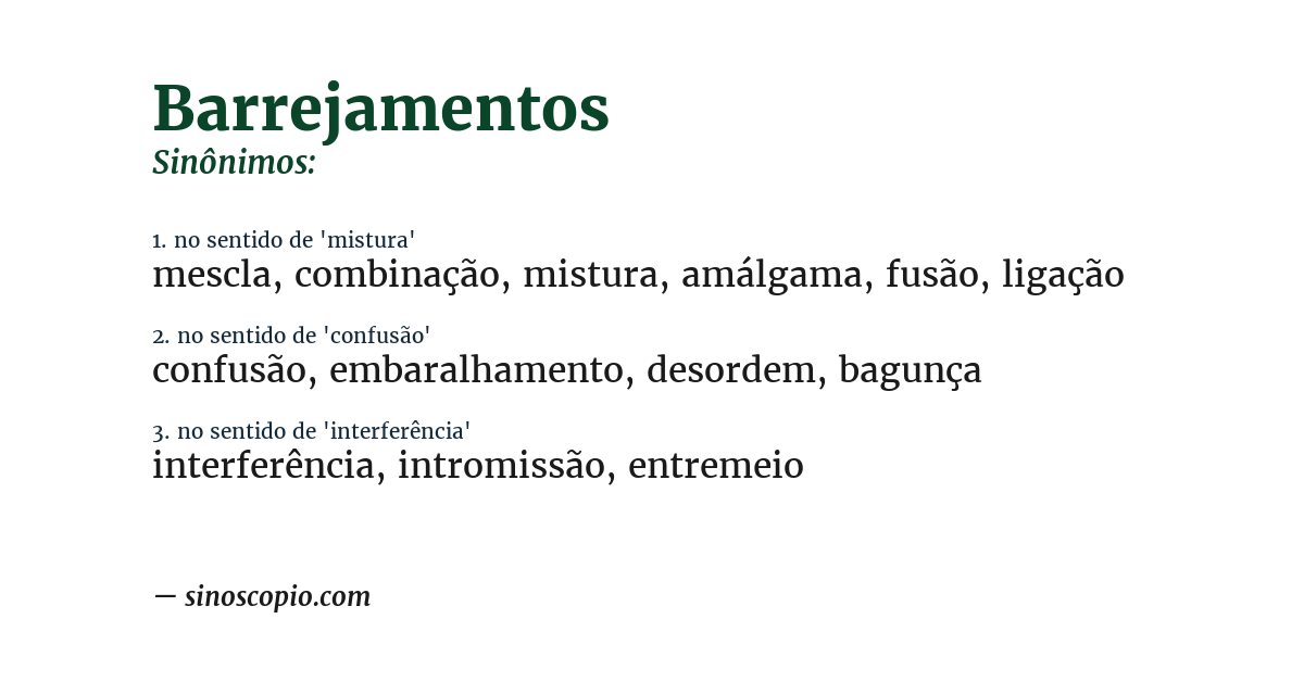 Sinônimo de barrejamentos