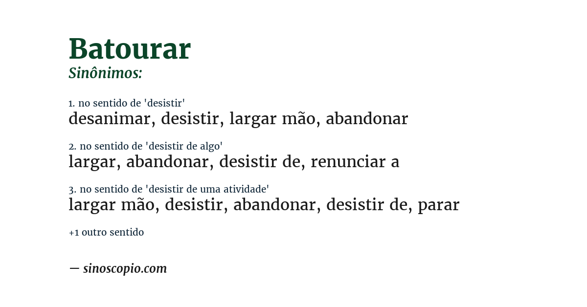Sinônimo de batourar
