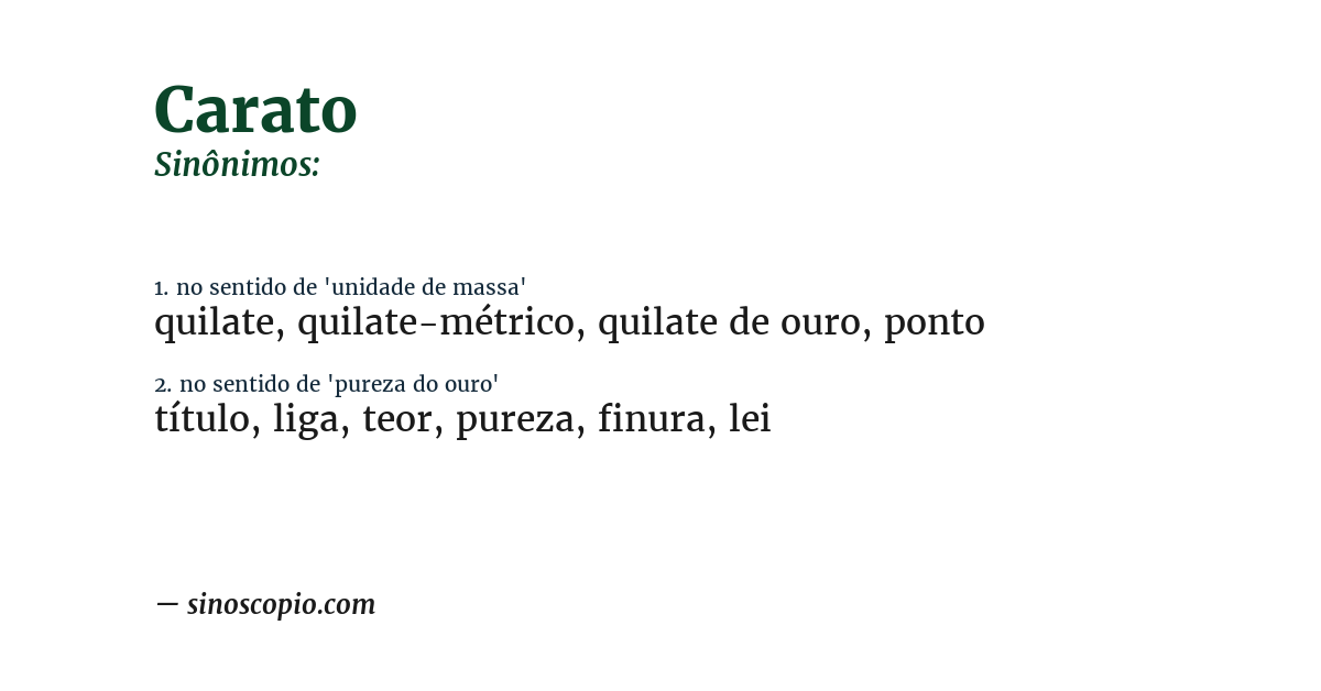 Sinônimo de carato