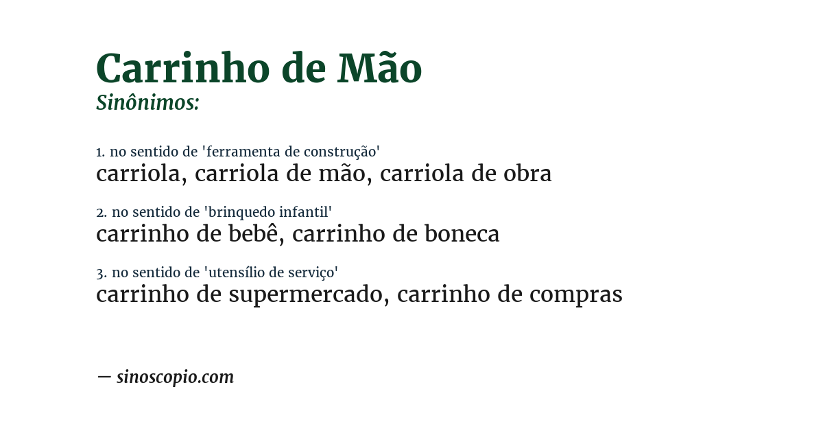 Sinônimo de carrinho de mão