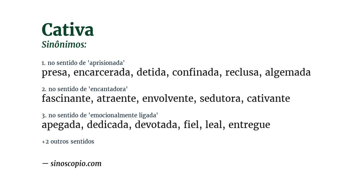 Sinônimo de cativa