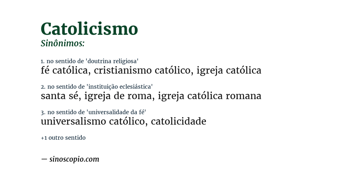Sinônimo de catolicismo