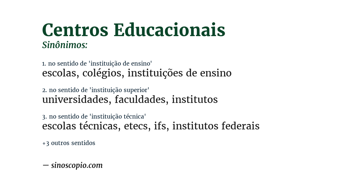 Sinônimo de centros educacionais