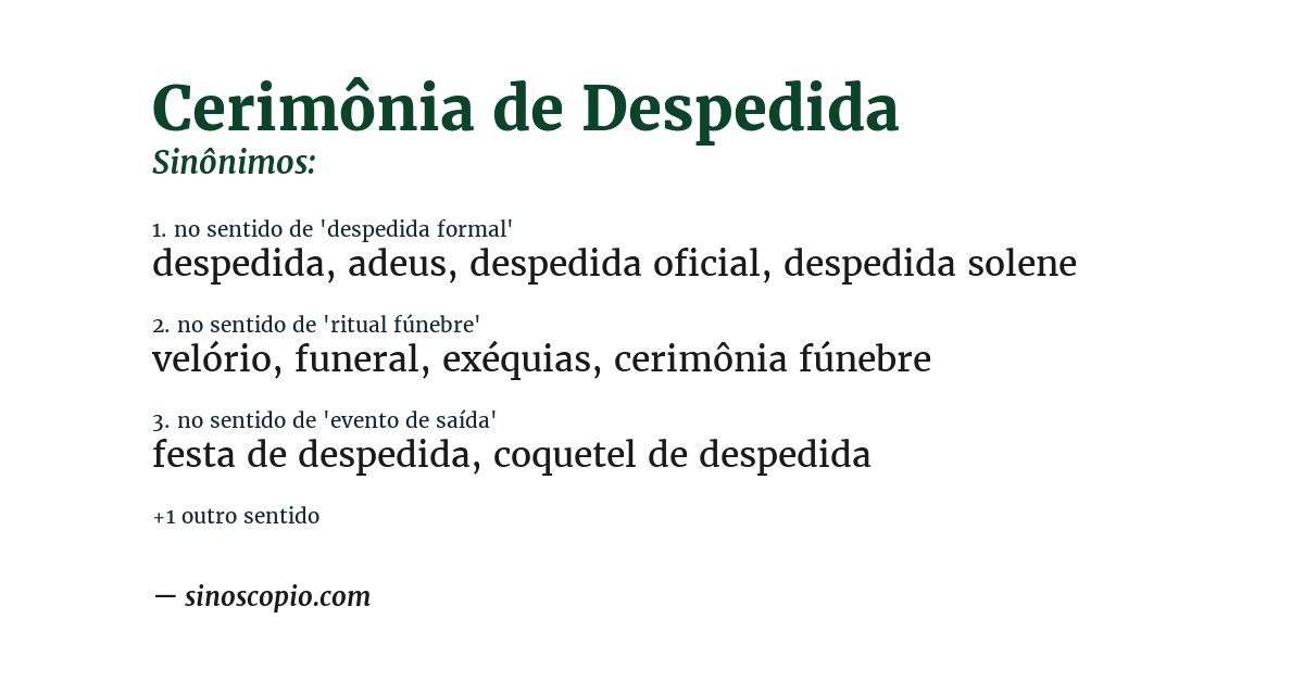 Sinônimo de cerimônia de despedida