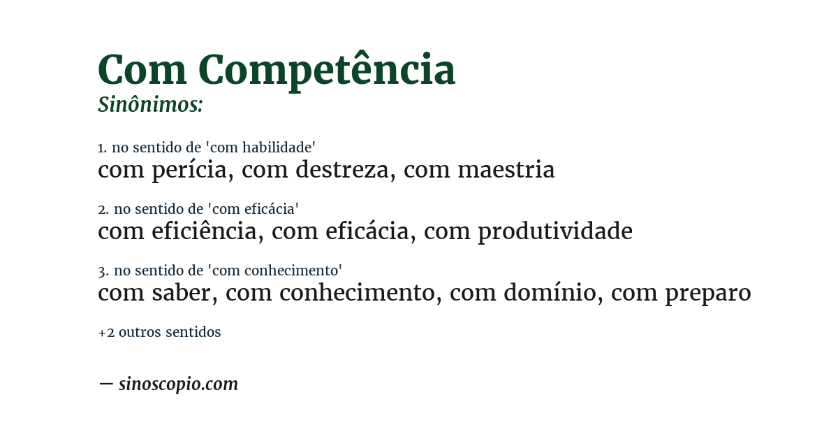 Sinônimo de com competência