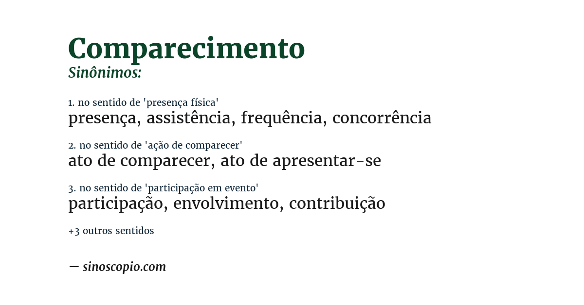 Sinônimo de comparecimento