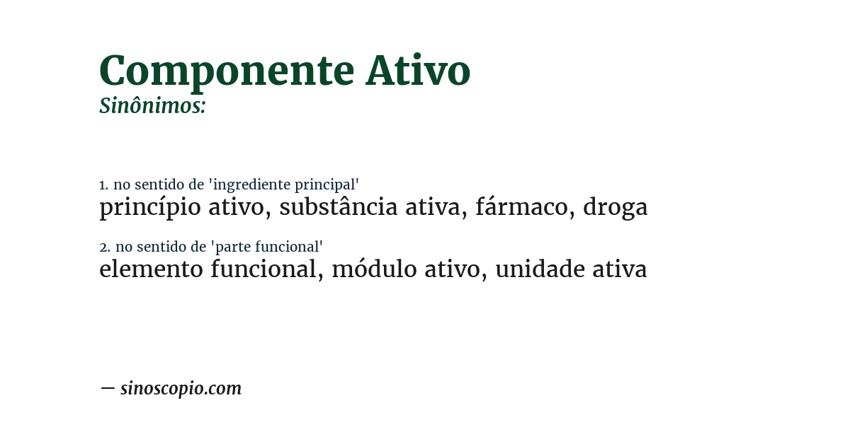 Sinônimo de componente ativo