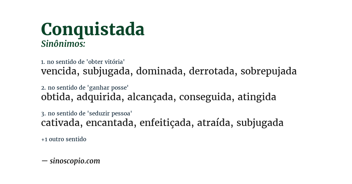 Sinônimo de conquistada