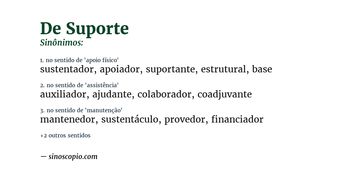 Sinônimo de de suporte