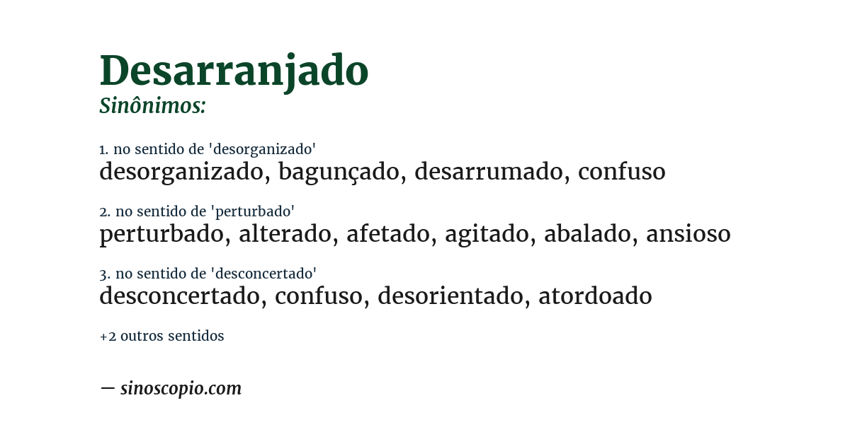 Sinônimo de desarranjado