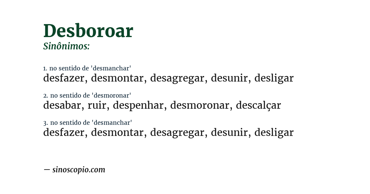 Sinônimo de desboroar