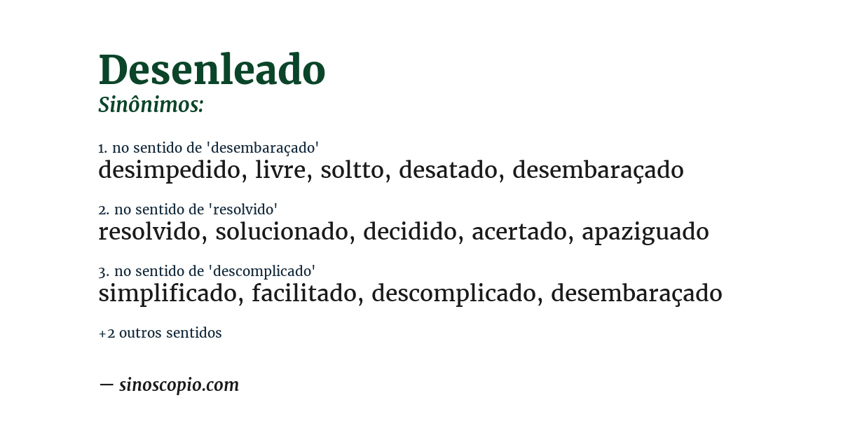 Sinônimo de desenleado