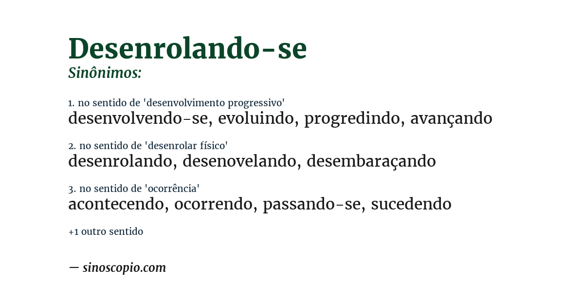 Sinônimo de desenrolando-se