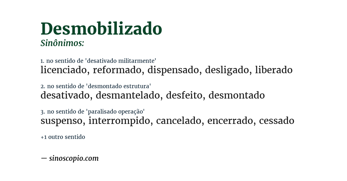 Sinônimo de desmobilizado