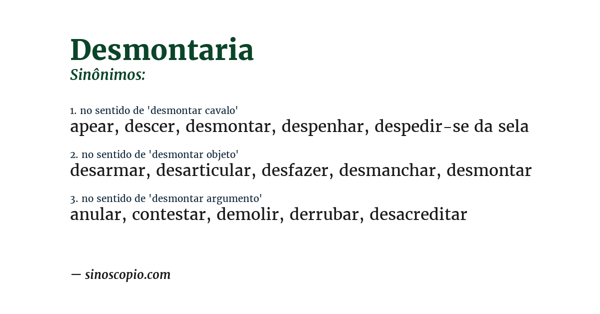 Sinônimo de desmontaria