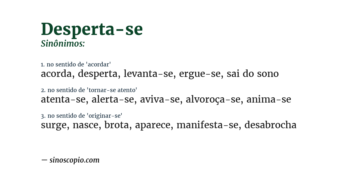 Sinônimo de desperta-se