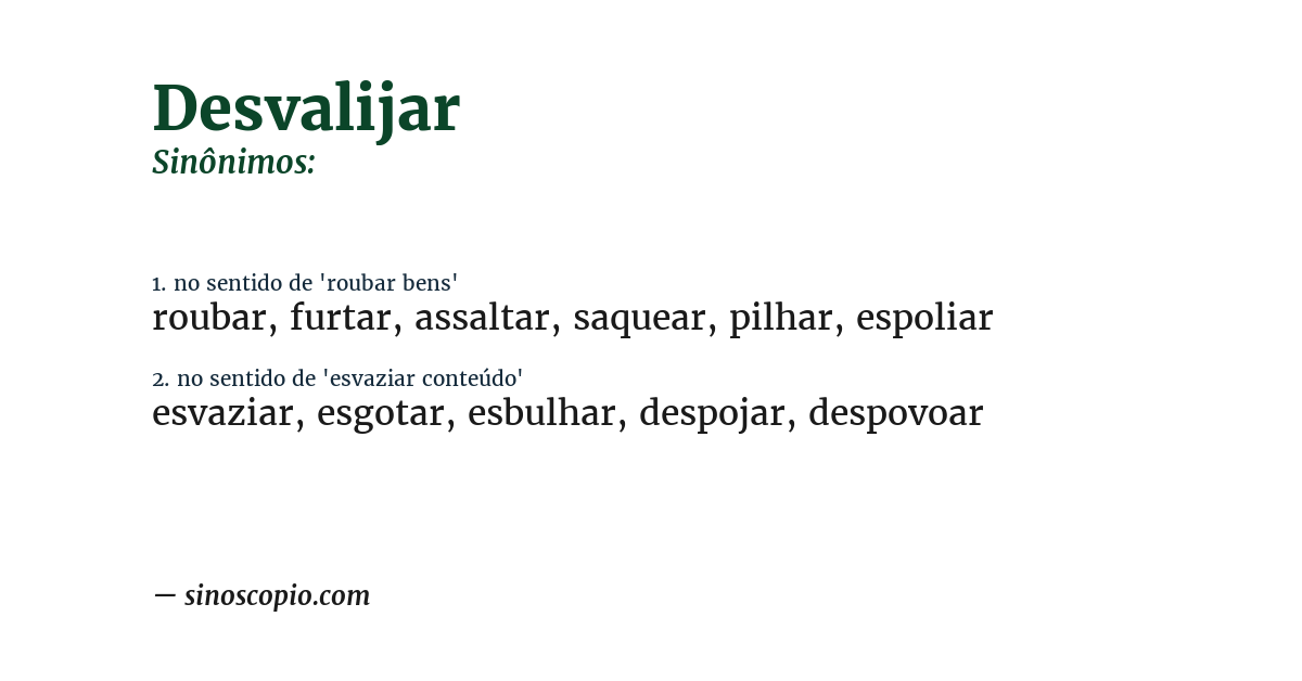 Sinônimo de desvalijar