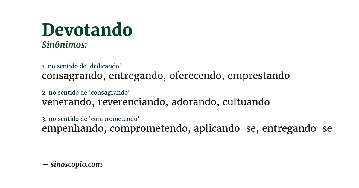 Sinônimo de devotando