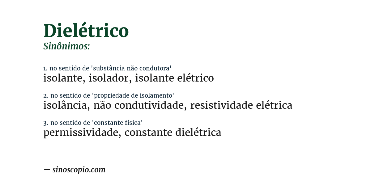 Sinônimo de dielétrico