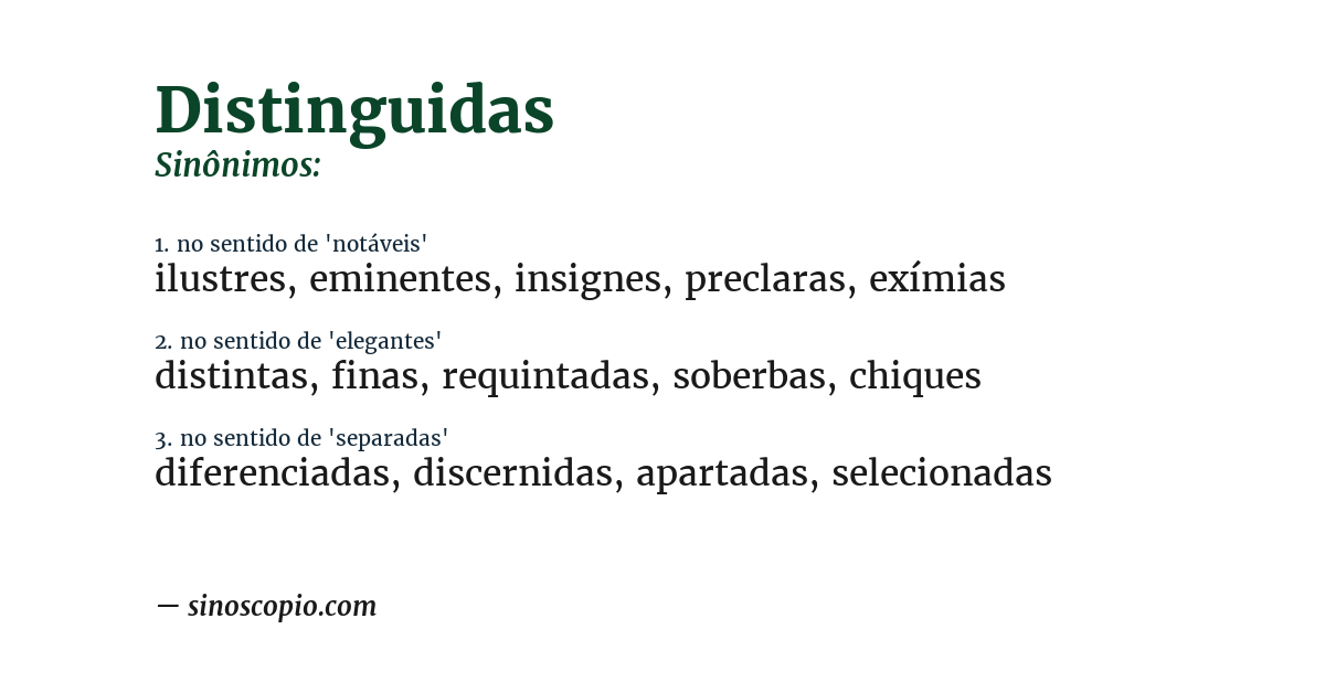 Sinônimo de distinguidas