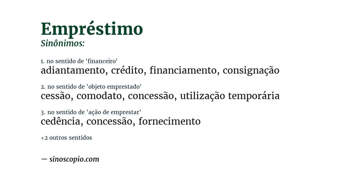 Sinônimo de empréstimo