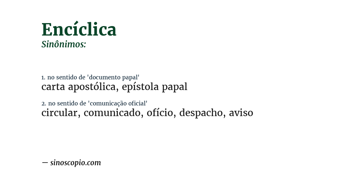 Sinônimo de encíclica
