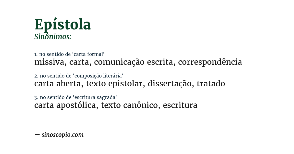 Sinônimo de epístola