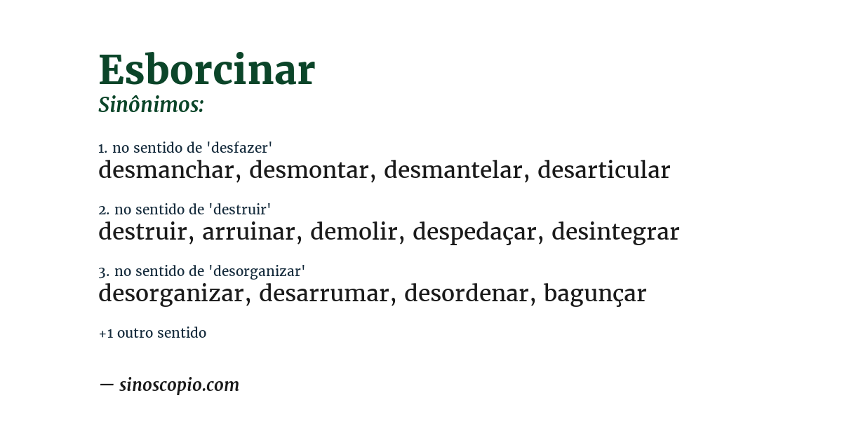 Sinônimo de esborcinar