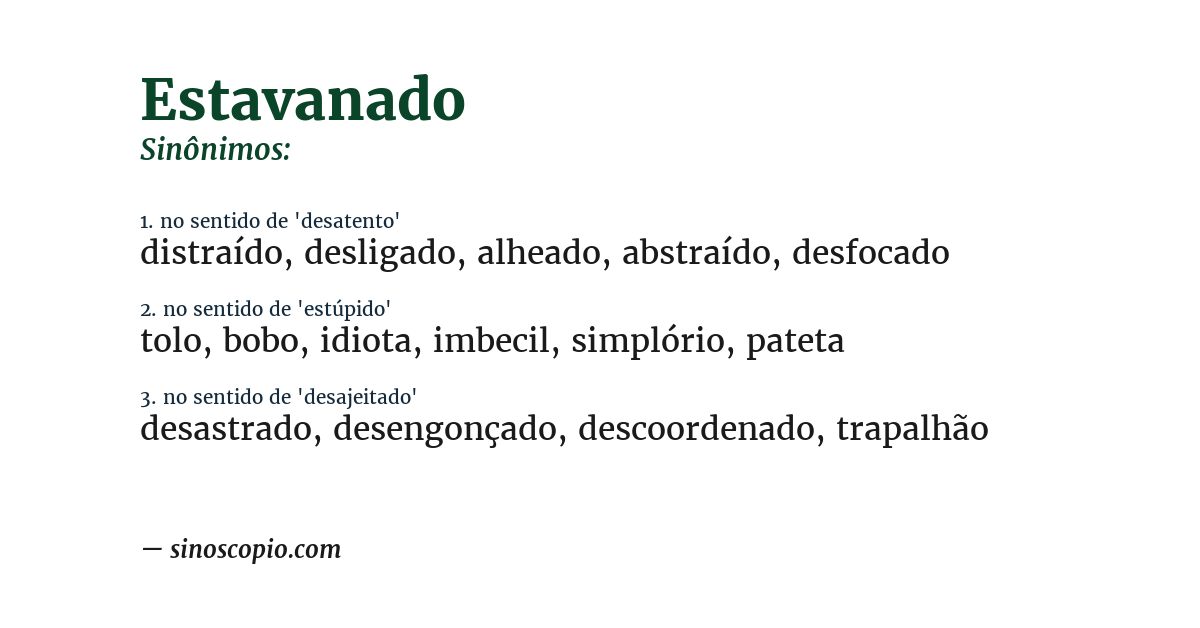 Sinônimo de estavanado