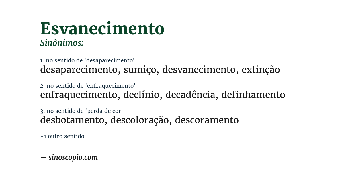 Sinônimo de esvanecimento