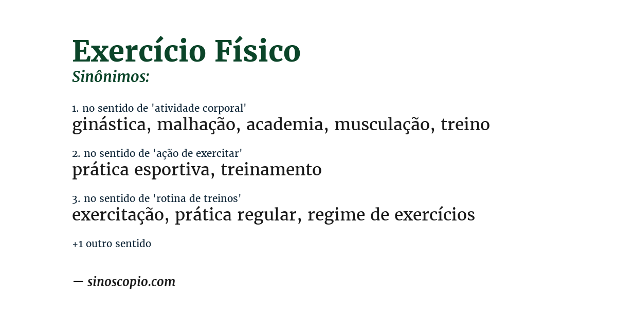 Sinônimo de exercício físico